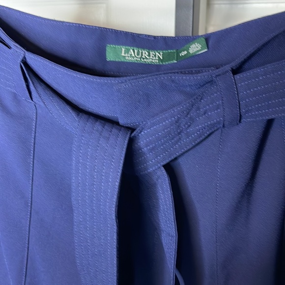 Women’s Lauren by Ralph Lauren navy blue Culottes pant NWT SZ 10P W/ tie belt - Picture 9 of 10